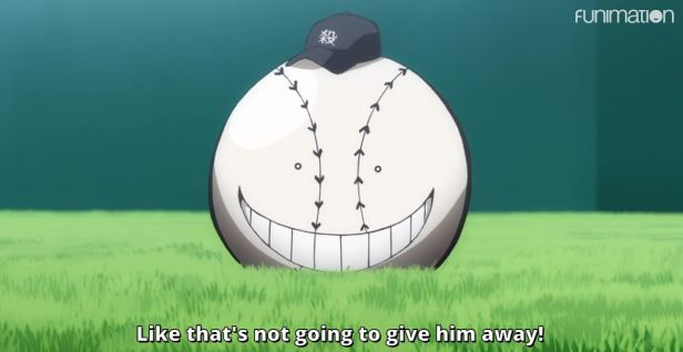 The assassination classroom teacher in the shape of a baseball. 