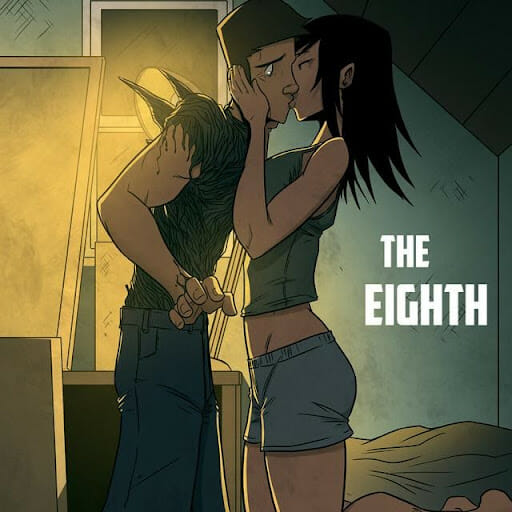 Two characters from the Eighth kissing. 